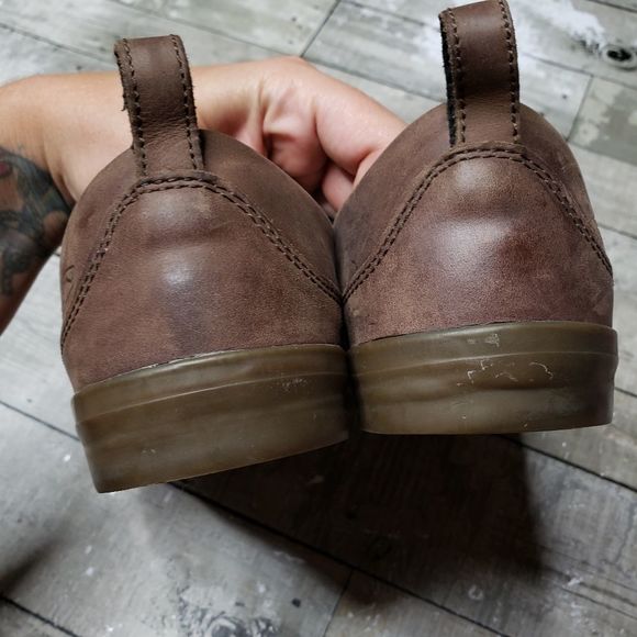 Keen mens genuine leather slip on loafers brown
